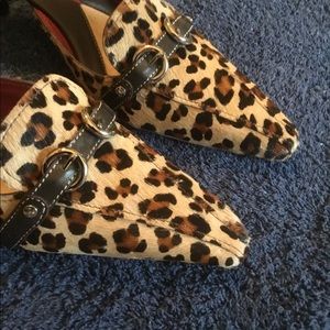 Cole Haan Leopard Print Mules. Sz 8.